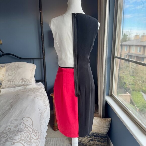 Nue By Shani Shapewear Black White and Coral Colourblock Dress - Picture 6 of 14